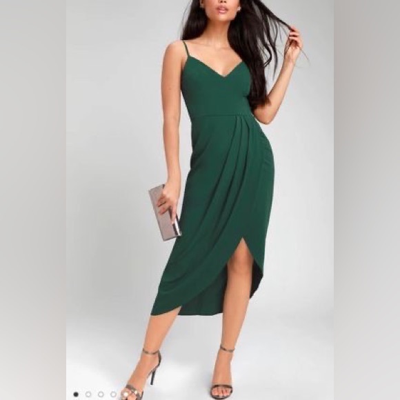 Lulus Dark Green Midi dress - Picture 3 of 5